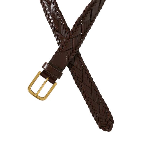 ANTHROPOLOGIE Woven Leather Belt in Brown S